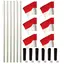 Hjørnestolper allround med flagg 6 hvite stolper med rød/hvite flagg
