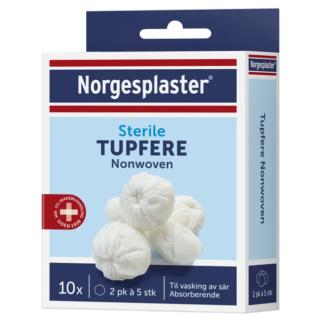 Tupfere 2 pk à 5 stk Tupfere til vasking av sår 